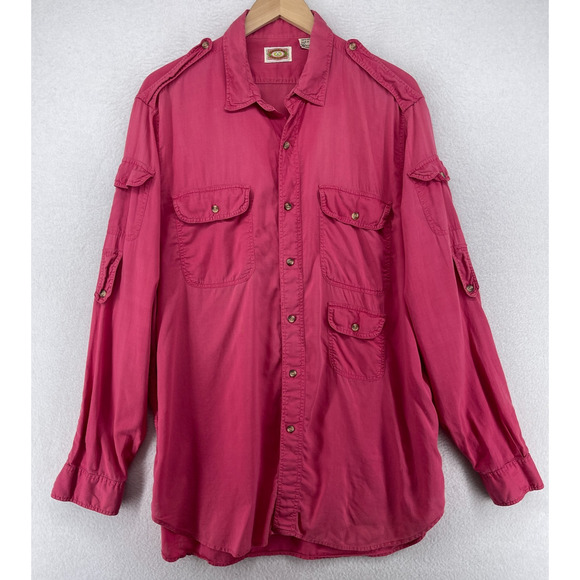 Banana Republic Other - Vintage BANANA REPUBLIC Shirt Mens XL 80s Travel Safari Roll Tab Sleeve Red